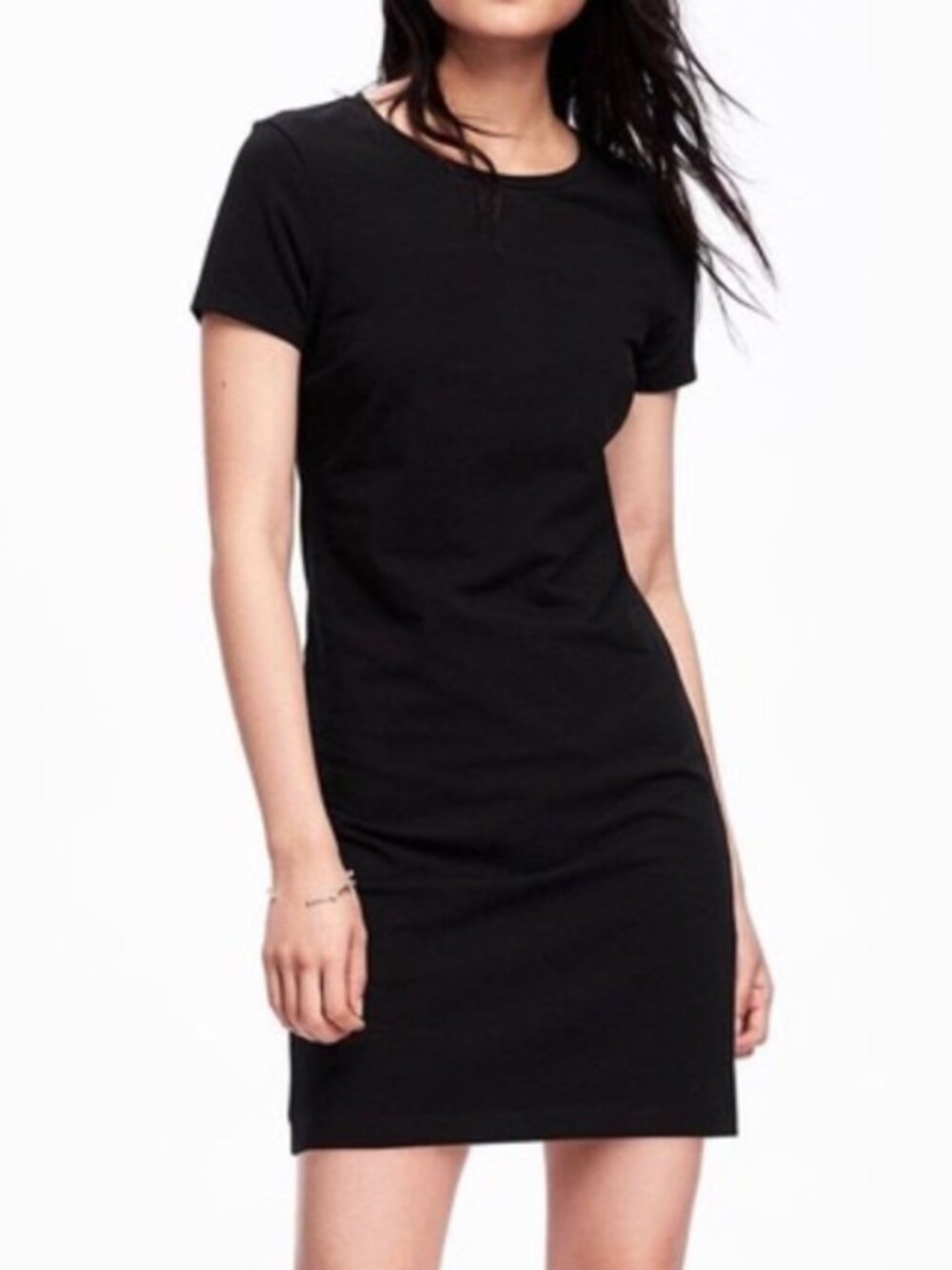 H&M BASICS Black Short Sleeve Crew Neck Minimalist Viscose Mini T-Shirt Dress XS